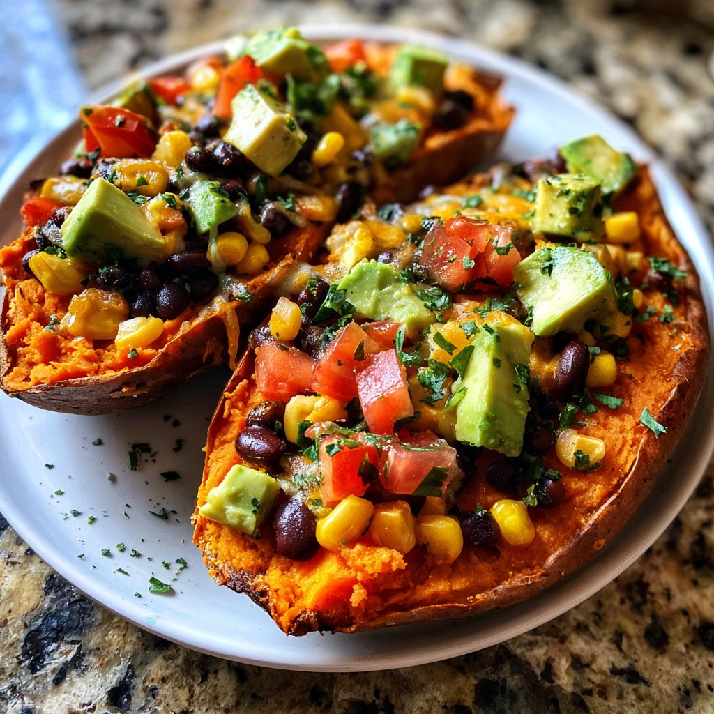 Baked Sweet Potato Veggie Boats