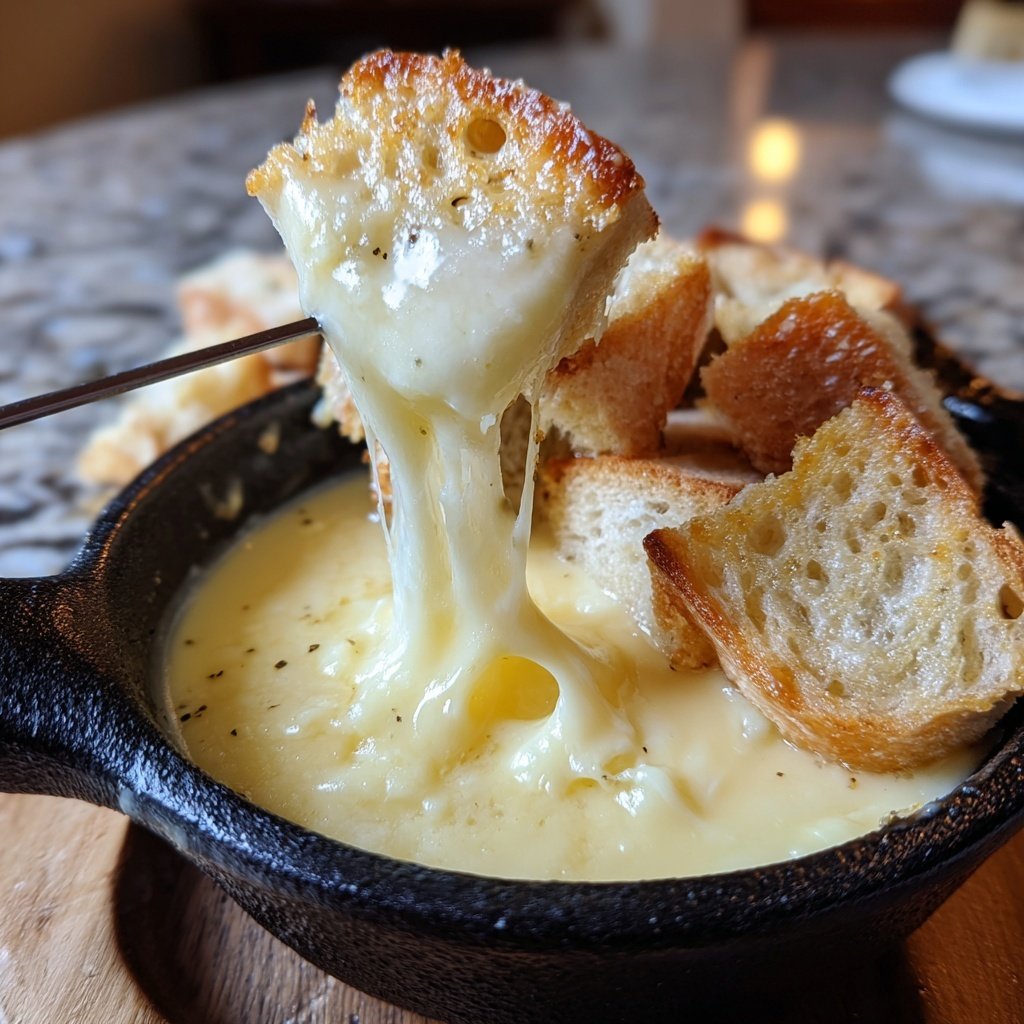 Fondue with Swiss Cheese and Garlic