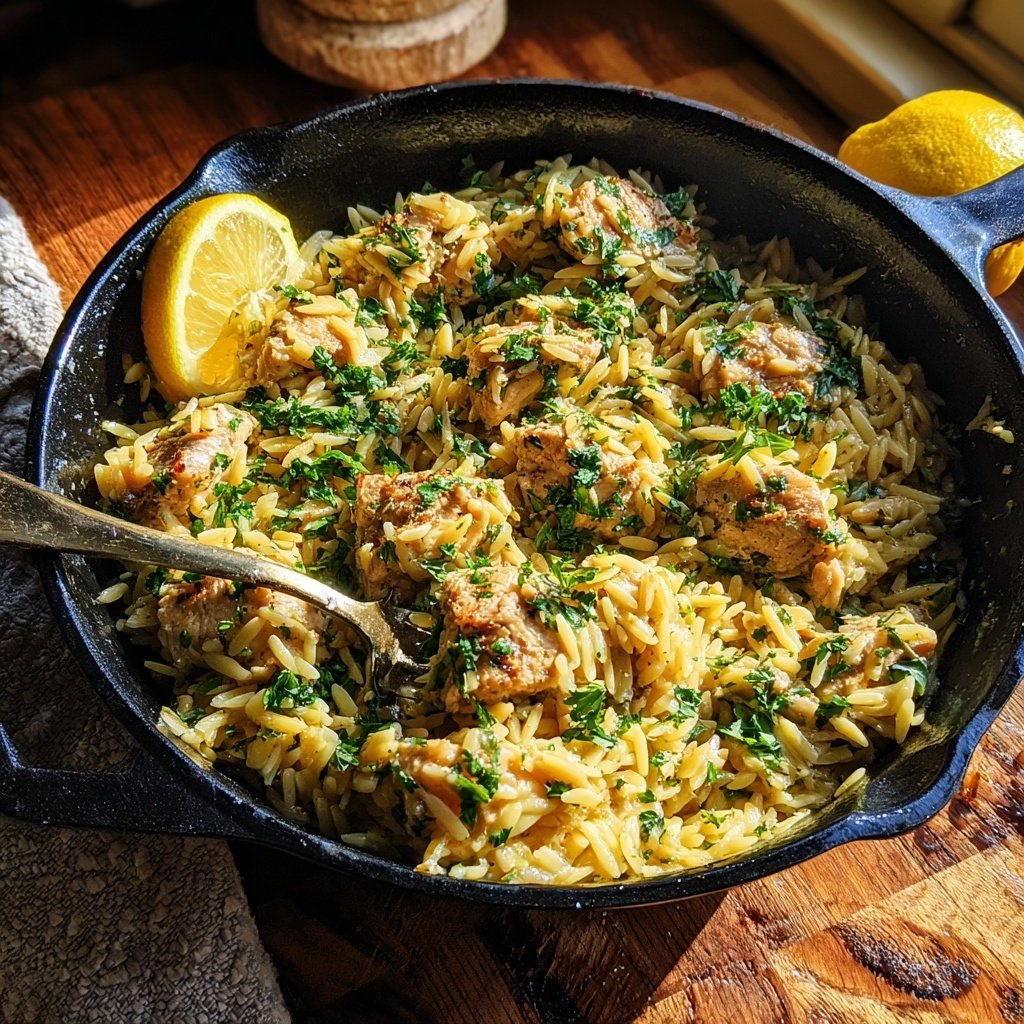 Skillet Lemon Chicken With Orzo