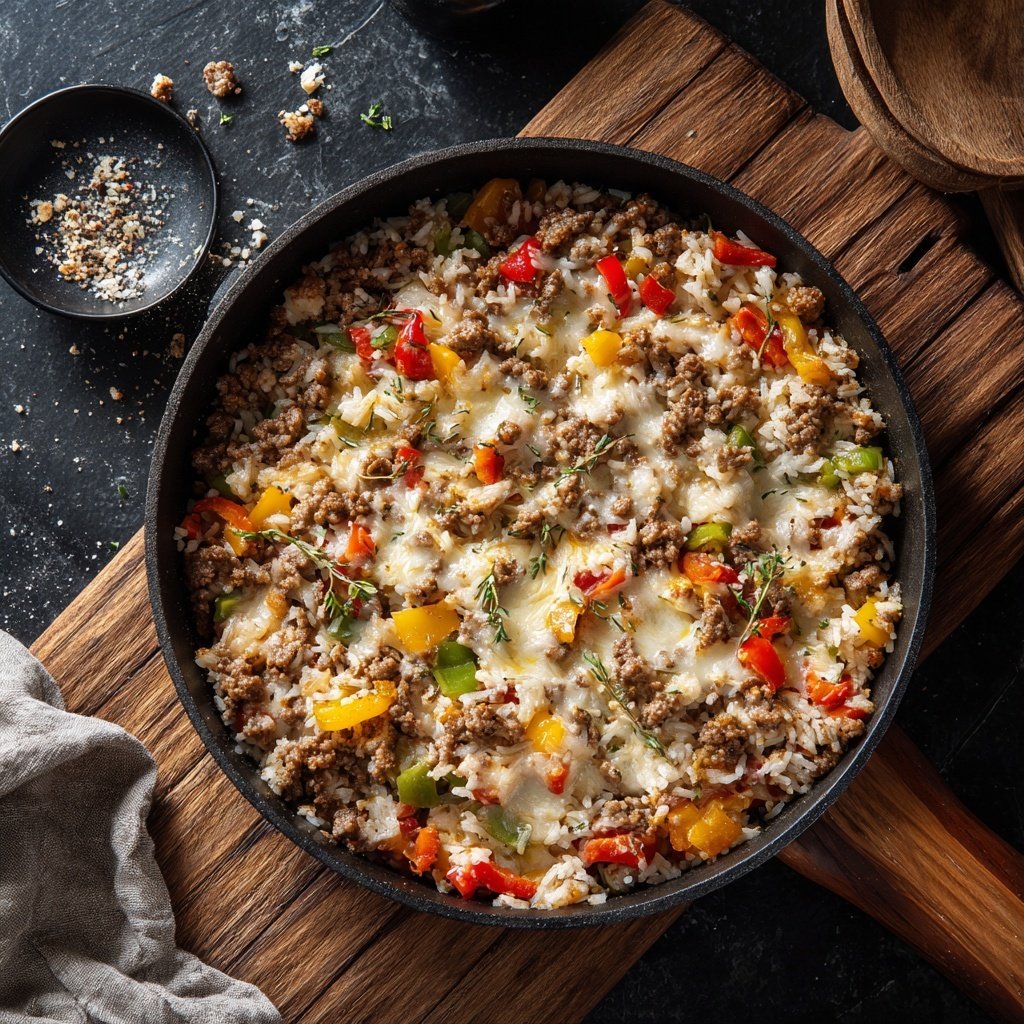 Baked Ground Beef And Rice Skillet