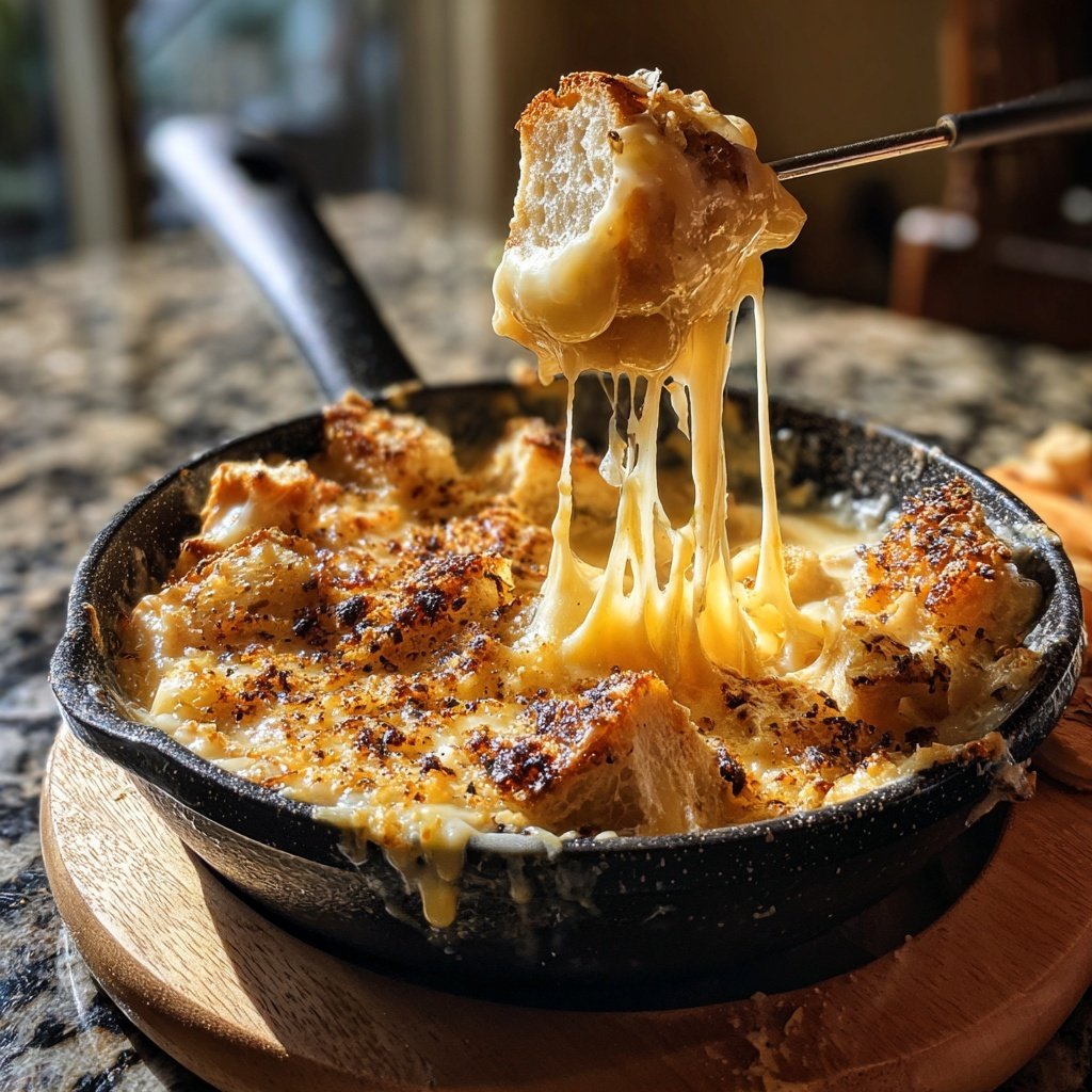 Fondue with Beer and Swiss Cheese
