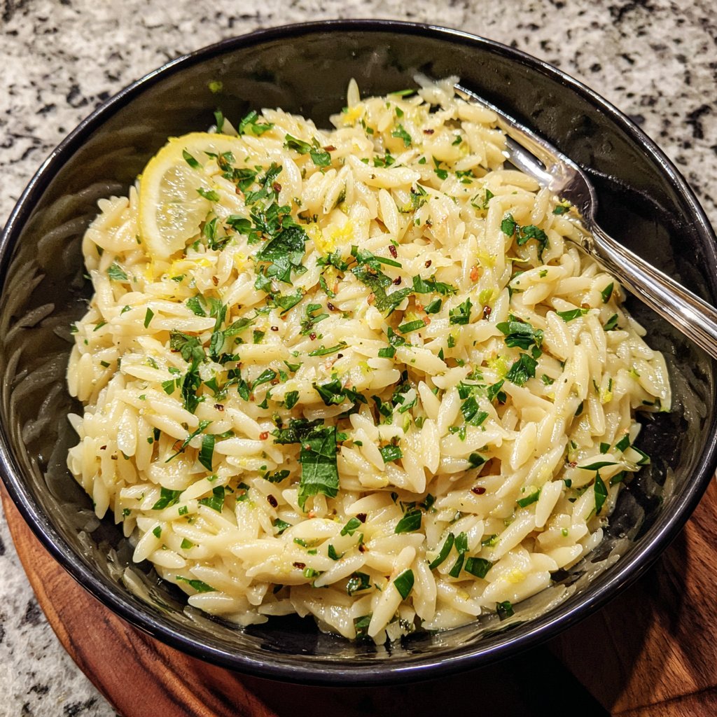 Creamy Lemon Garlic Orzo