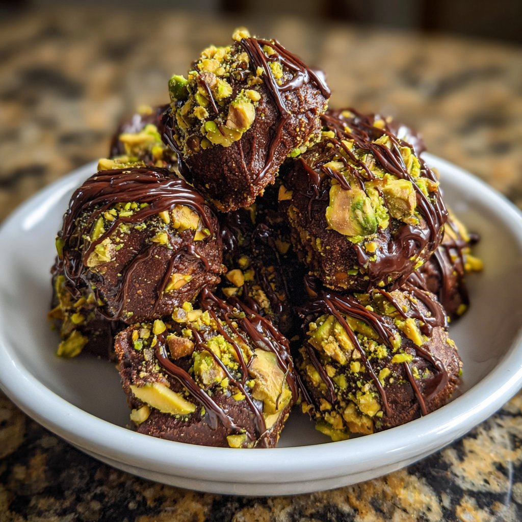Chocolate Pistachio Fudge Bites