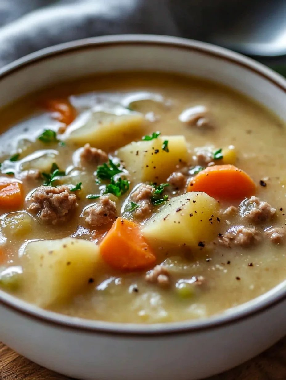 Creamy Potato Hamburger Soup Recipe: Crockpot Comfort Food