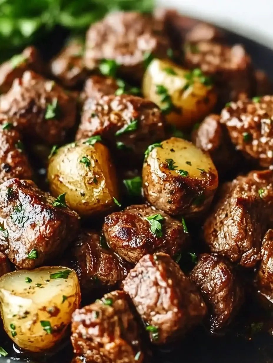 Crockpot Garlic Butter Beef Bites with Potatoes