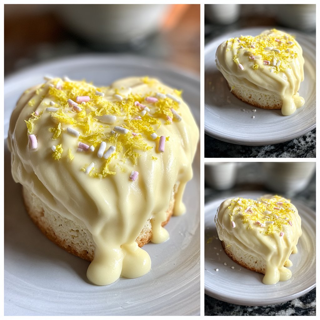 Mini Heart Cake with Lemon Frosting