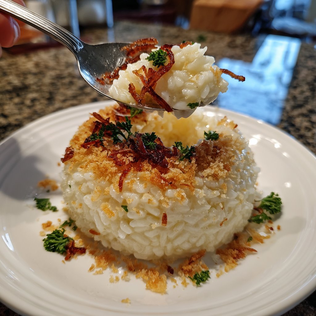 Parmesan Risotto with Crispy Shallots