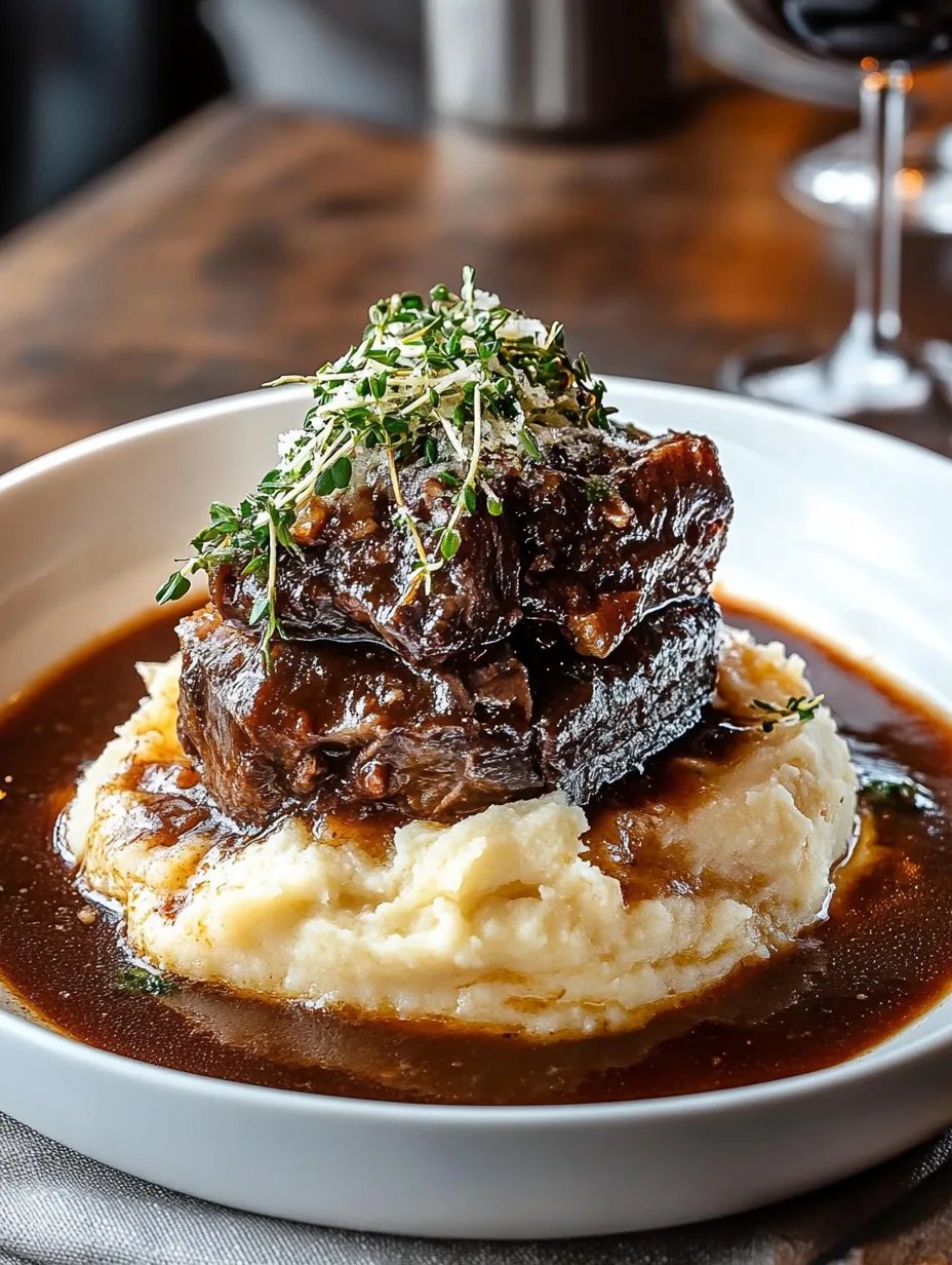 Tender Short Rib Ragu Over Silky Parmesan Mashed Potatoes