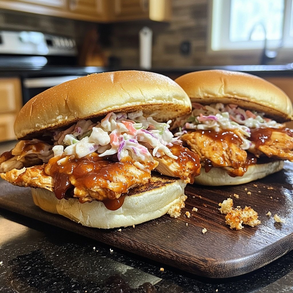 Spicy Crockpot BBQ Chicken Sandwiches