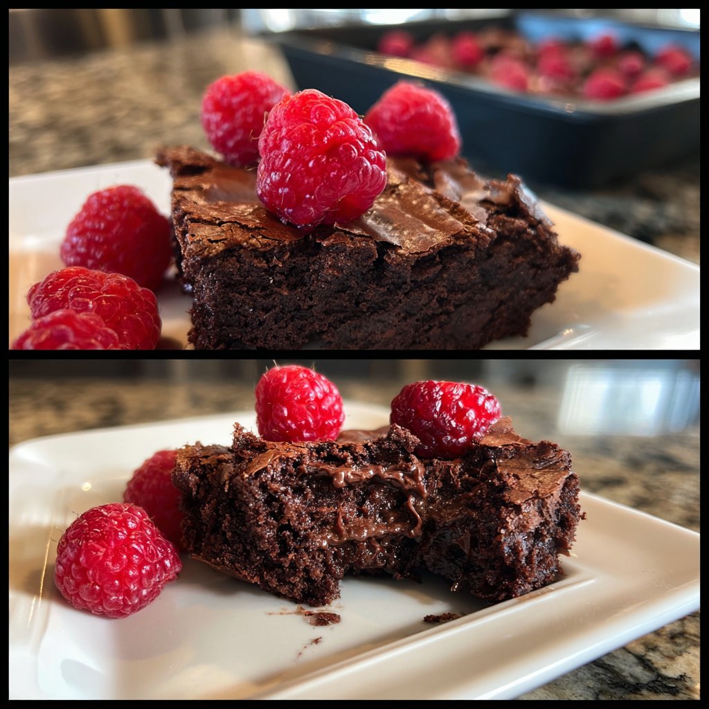 Cottage Cheese Brownies with Raspberries
