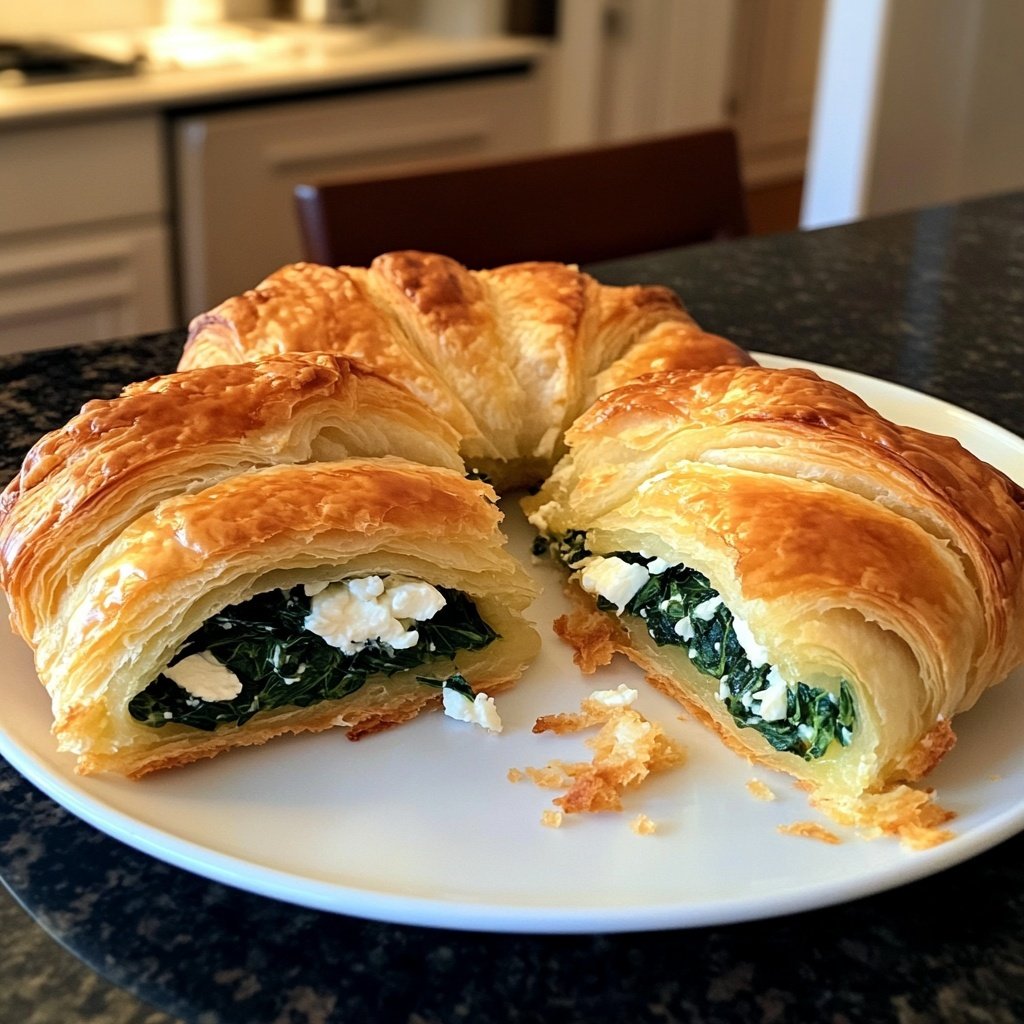 Healthy Spinach and Feta Croissant