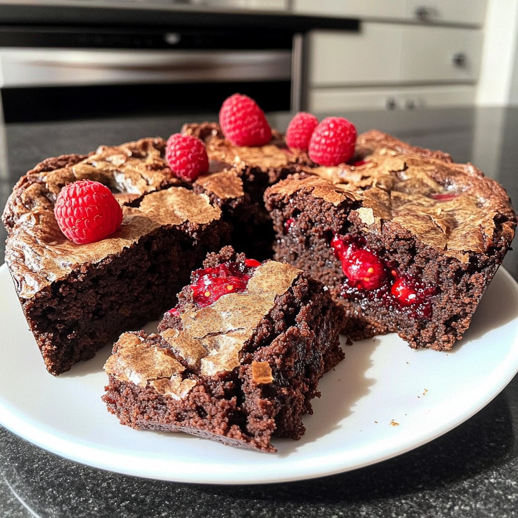 Cottage Cheese Brownies with Raspberries