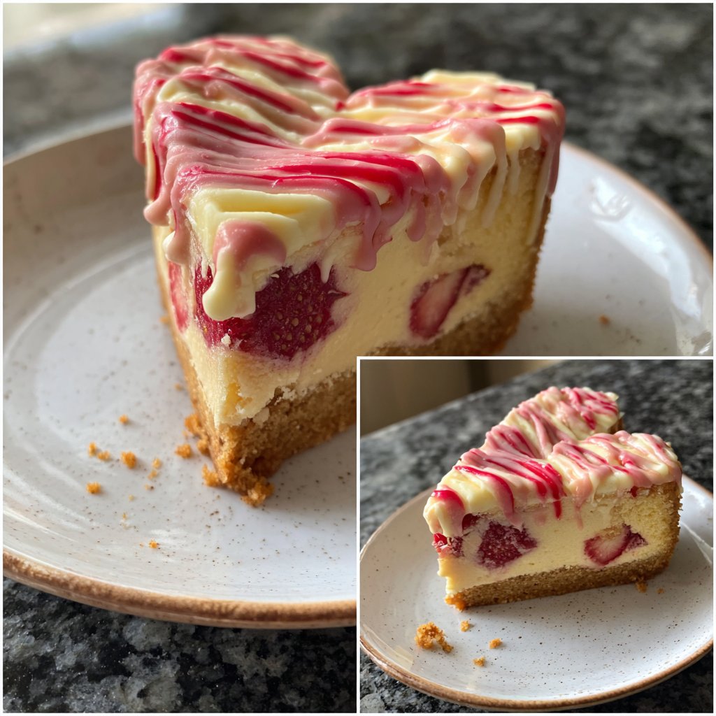 Mini Heart Cake with Vanilla Strawberry Swirl
